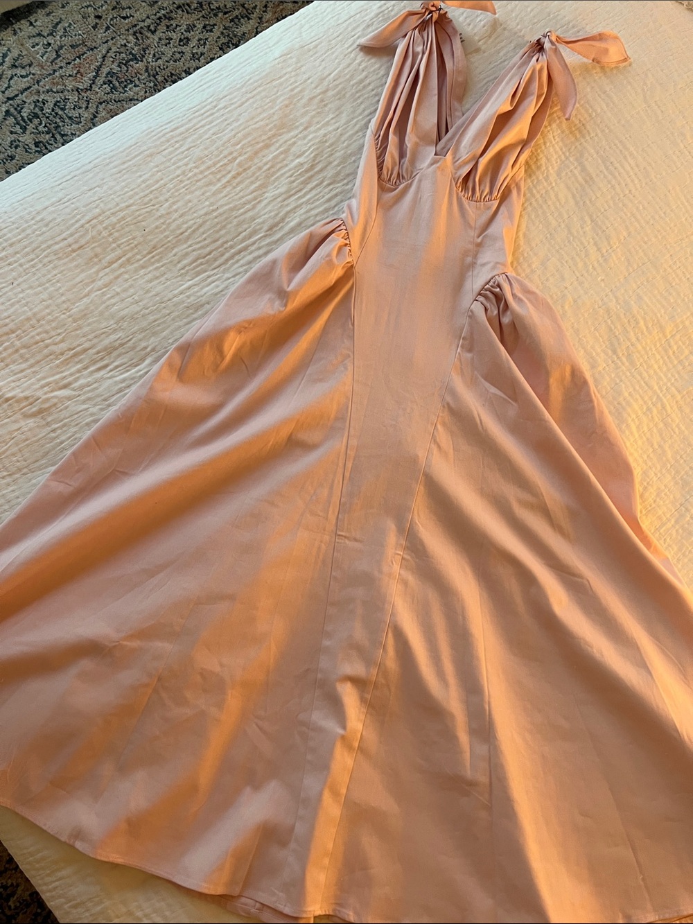 Helsa Fairweather Midi Dress in Stretch Cotton Sateen - Blush Pink - NWT